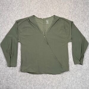 Aday Olive Green That's A Wrap Long Sleeve V-Neck Blouse Women's Size Medium